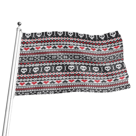 Skull Knitted Pattern Print Flag