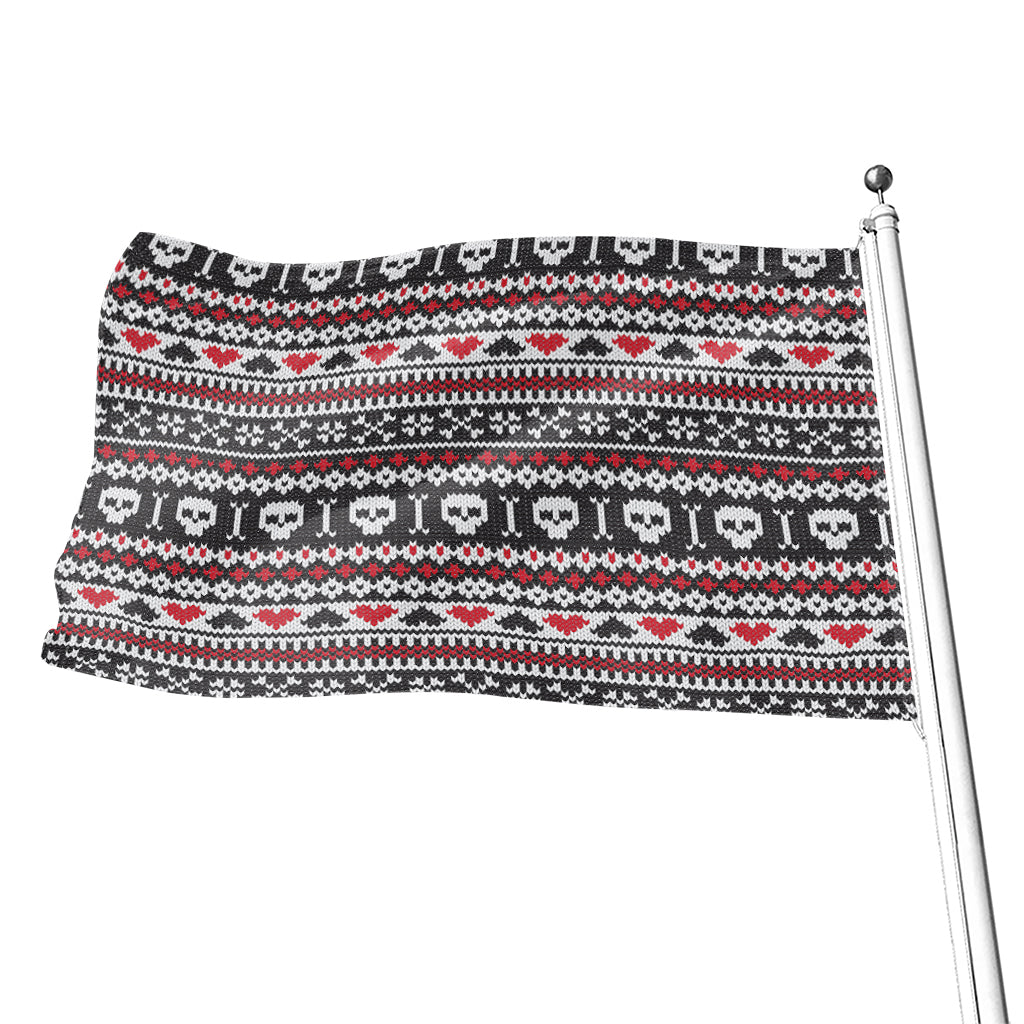 Skull Knitted Pattern Print Flag