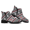 Skull Knitted Pattern Print Flat Ankle Boots