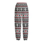 Skull Knitted Pattern Print Fleece Lined Knit Pants