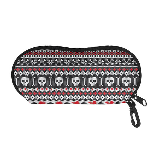 Skull Knitted Pattern Print Glasses Case