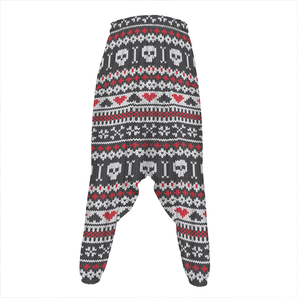 Skull Knitted Pattern Print Hammer Pants