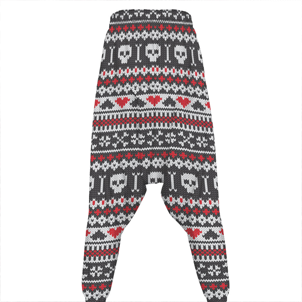Skull Knitted Pattern Print Hammer Pants