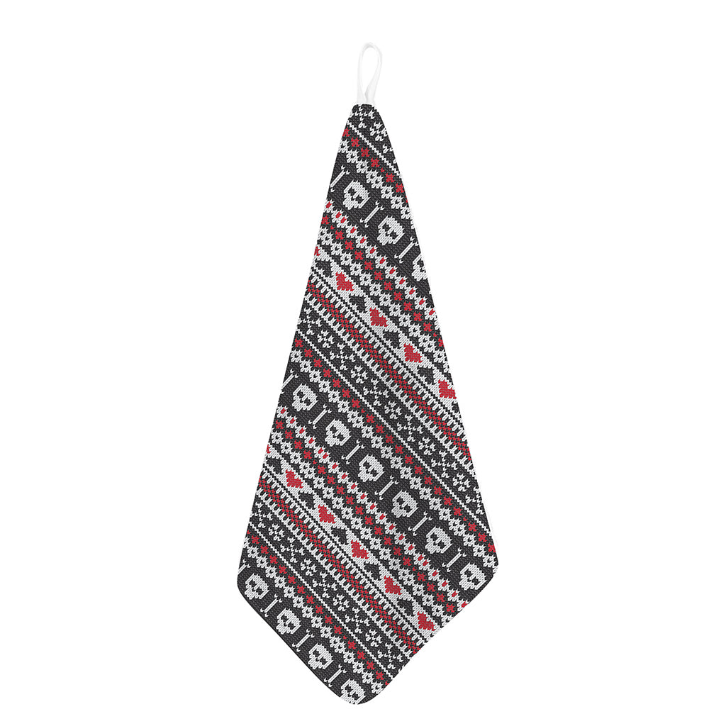 Skull Knitted Pattern Print Hand Towel