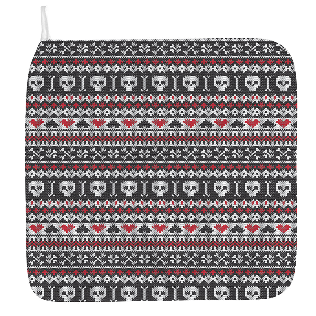 Skull Knitted Pattern Print Hand Towel