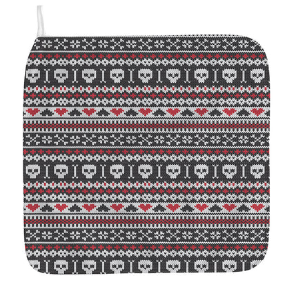 Skull Knitted Pattern Print Hand Towel
