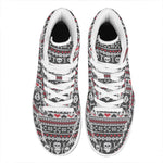 Skull Knitted Pattern Print High Top Leather Sneakers