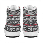 Skull Knitted Pattern Print High Top Leather Sneakers