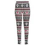 Skull Knitted Pattern Print High-Waisted Pocket Leggings