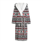 Skull Knitted Pattern Print Hooded Bathrobe