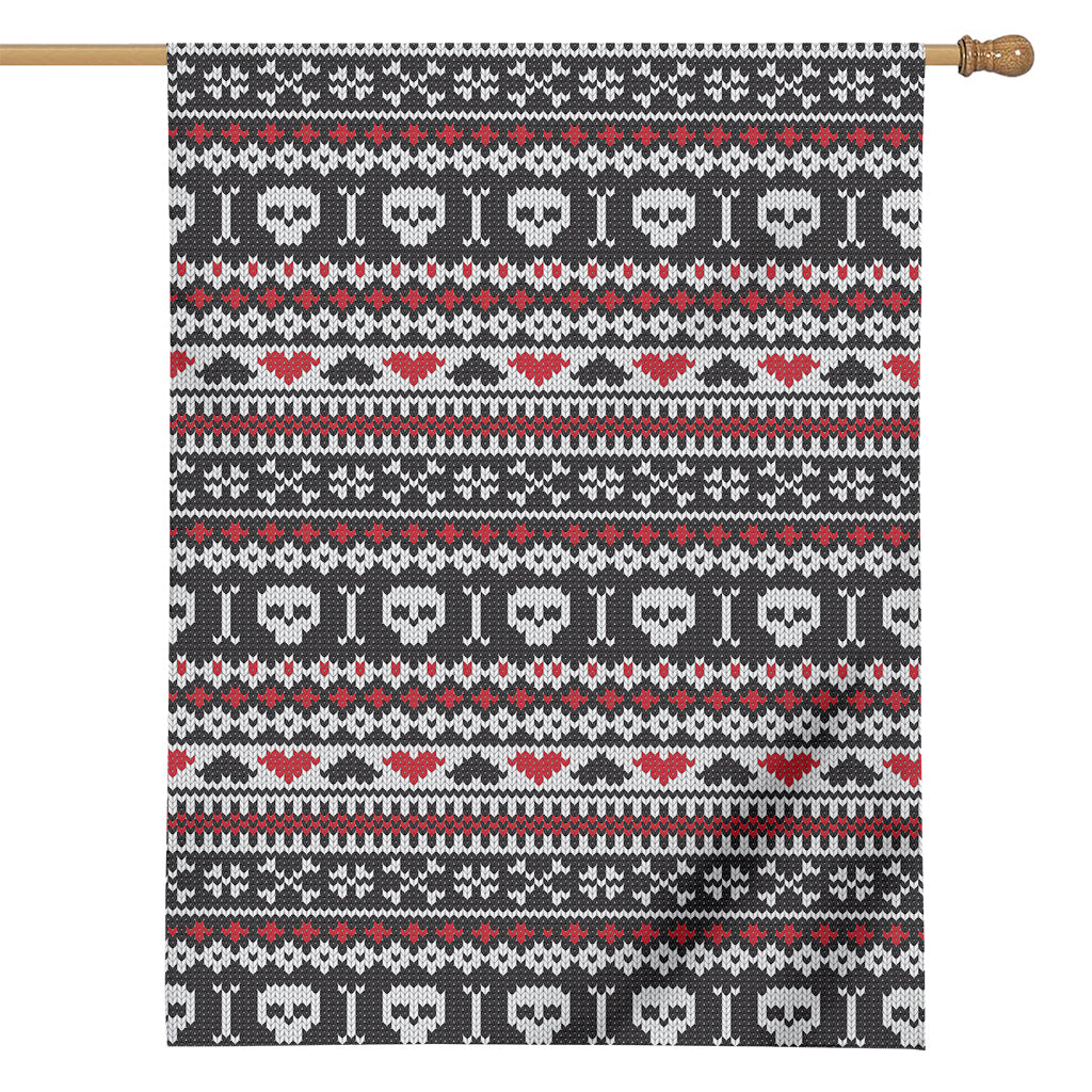 Skull Knitted Pattern Print House Flag