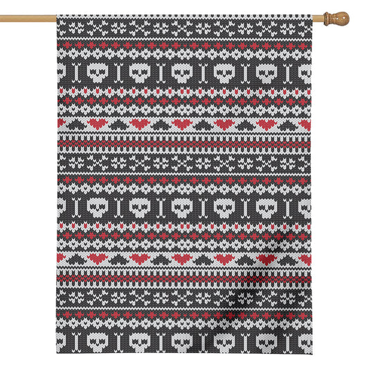 Skull Knitted Pattern Print House Flag
