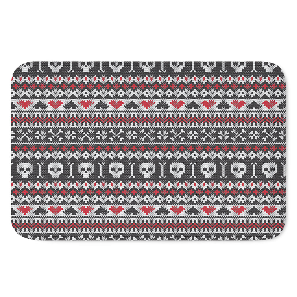 Skull Knitted Pattern Print Indoor Door Mat