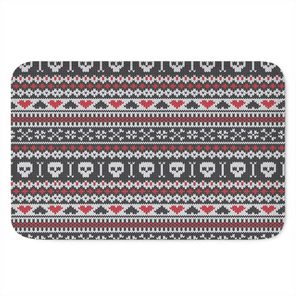 Skull Knitted Pattern Print Indoor Door Mat