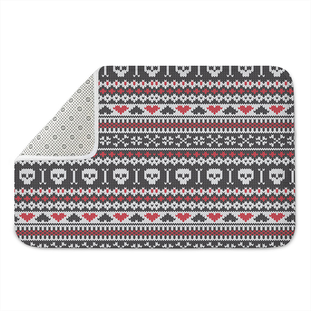 Skull Knitted Pattern Print Indoor Door Mat