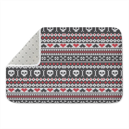 Skull Knitted Pattern Print Indoor Door Mat