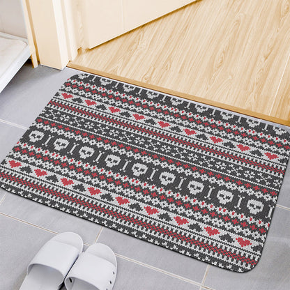 Skull Knitted Pattern Print Indoor Door Mat