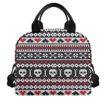 Skull Knitted Pattern Print Insulated Lunch Bag