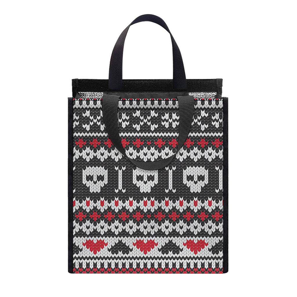 Skull Knitted Pattern Print Insulated Lunch Tote