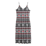 Skull Knitted Pattern Print Jersey Midi Cami Dress