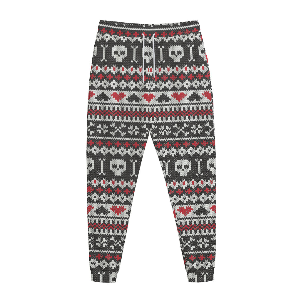 Skull Knitted Pattern Print Jogger Pants