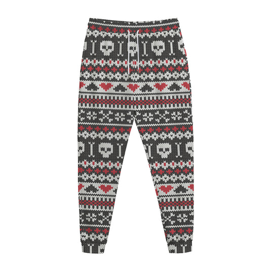 Skull Knitted Pattern Print Jogger Pants