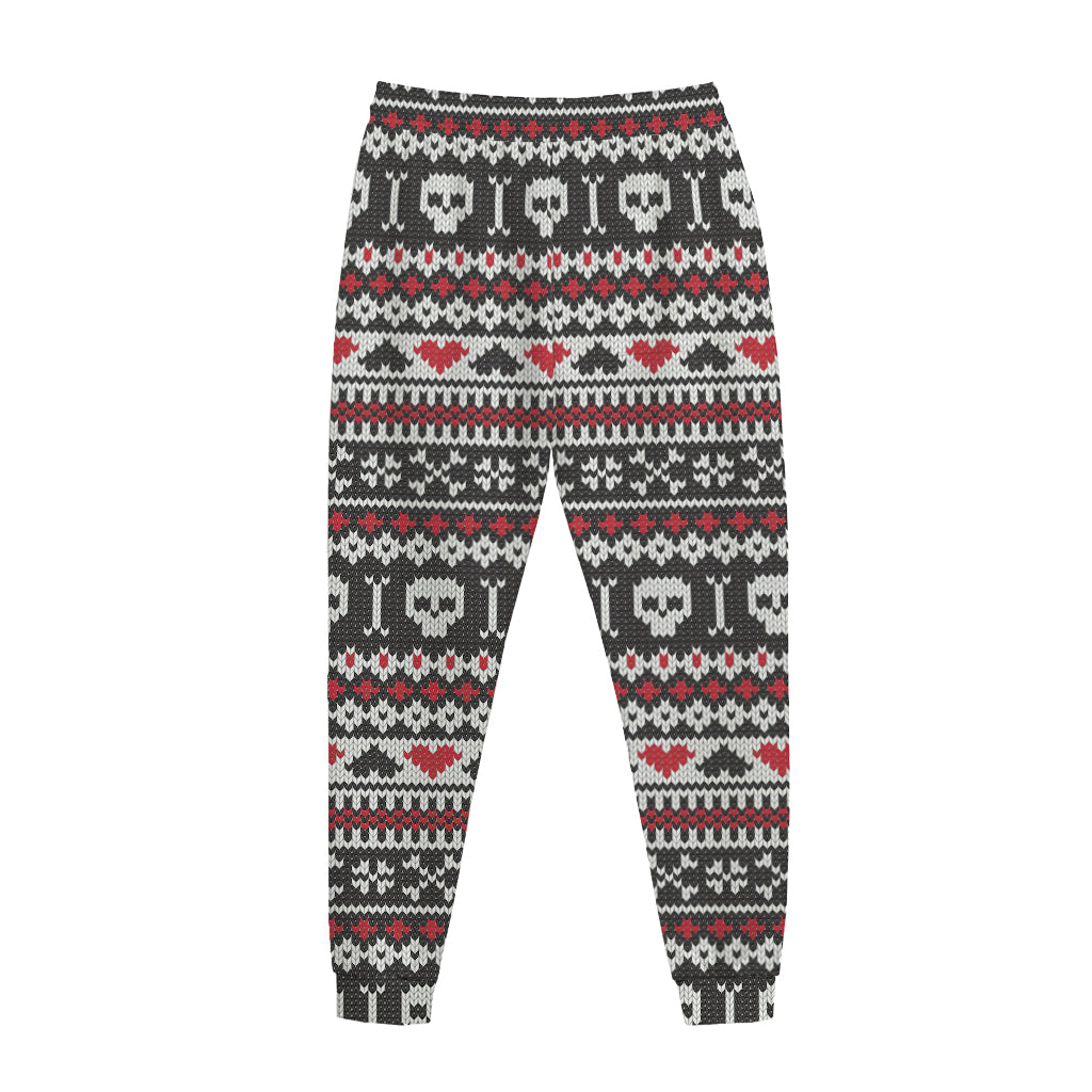 Skull Knitted Pattern Print Jogger Pants