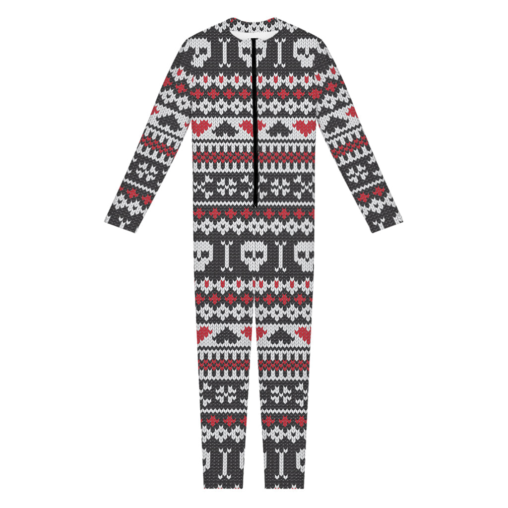 Skull Knitted Pattern Print Jumpsuit