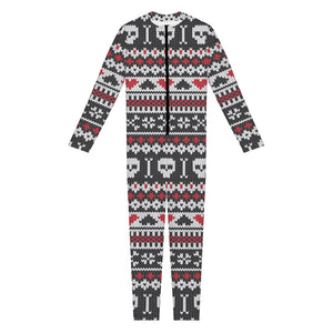 Skull Knitted Pattern Print Jumpsuit