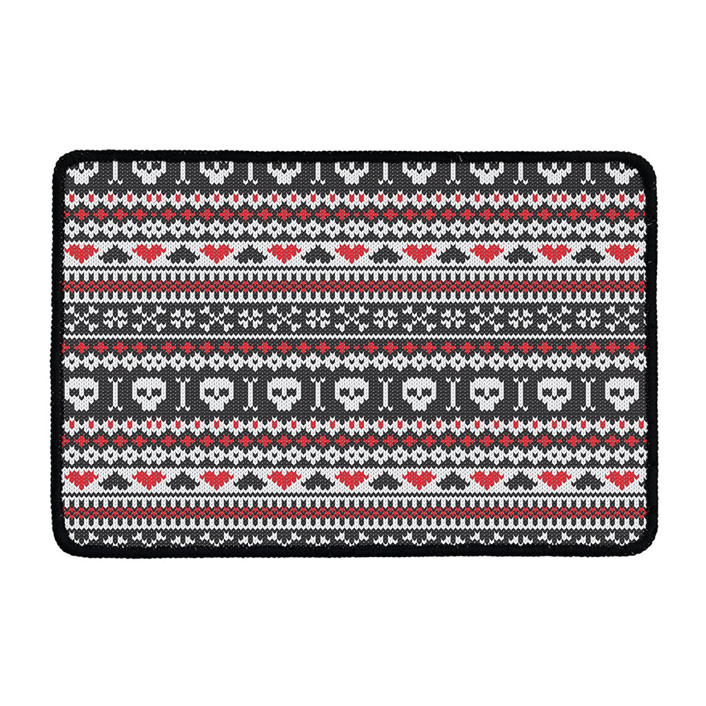Skull Knitted Pattern Print Kitchen Mat