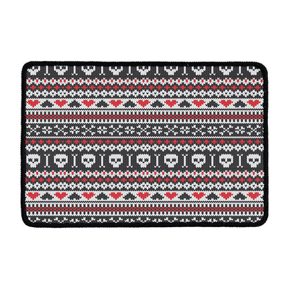 Skull Knitted Pattern Print Kitchen Mat