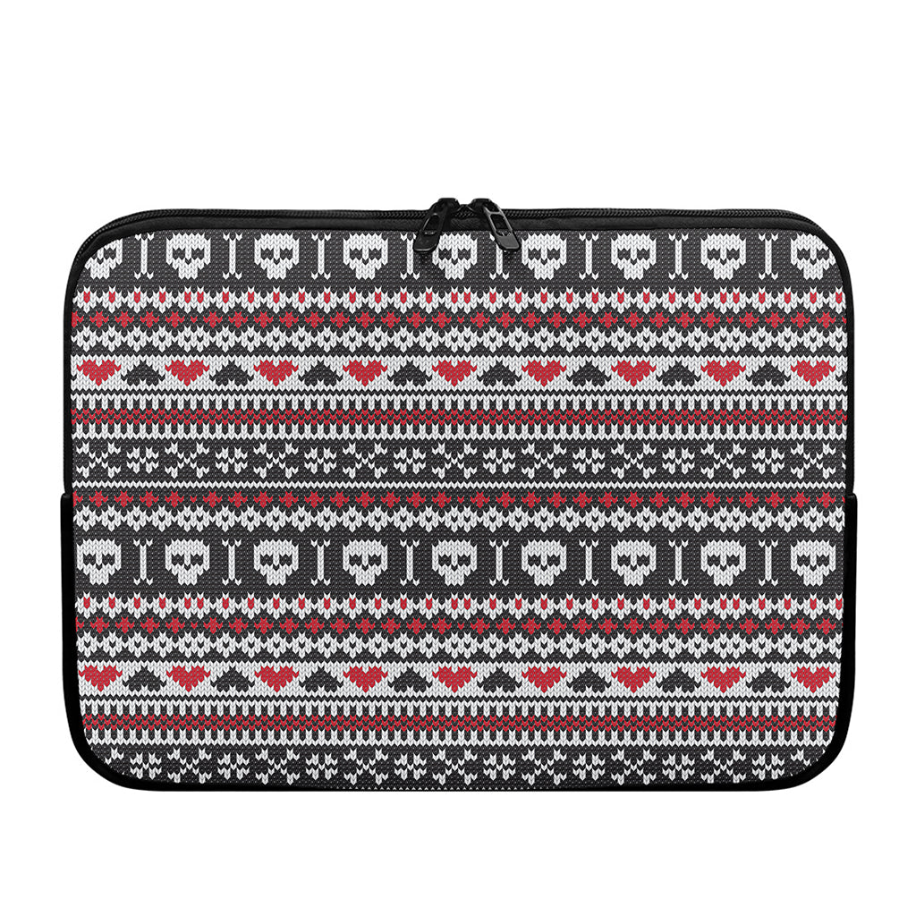 Skull Knitted Pattern Print Laptop Sleeve