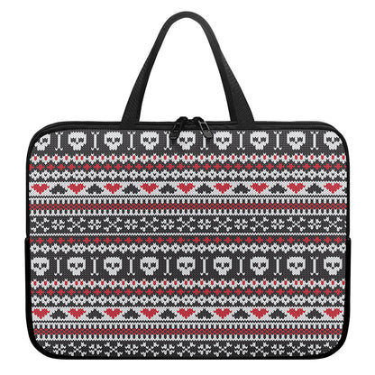 Skull Knitted Pattern Print Laptop Sleeve With Handle