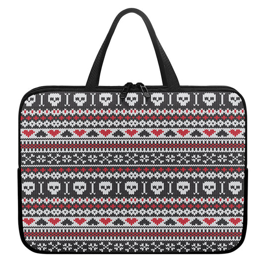 Skull Knitted Pattern Print Laptop Sleeve With Handle