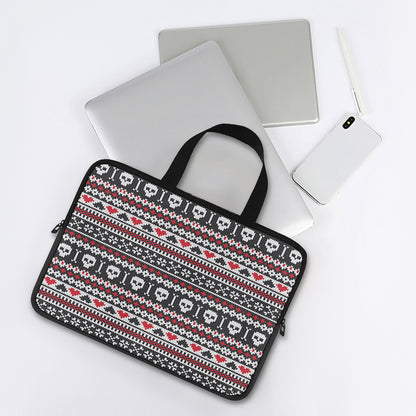 Skull Knitted Pattern Print Laptop Sleeve With Handle