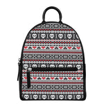 Skull Knitted Pattern Print Leather Backpack