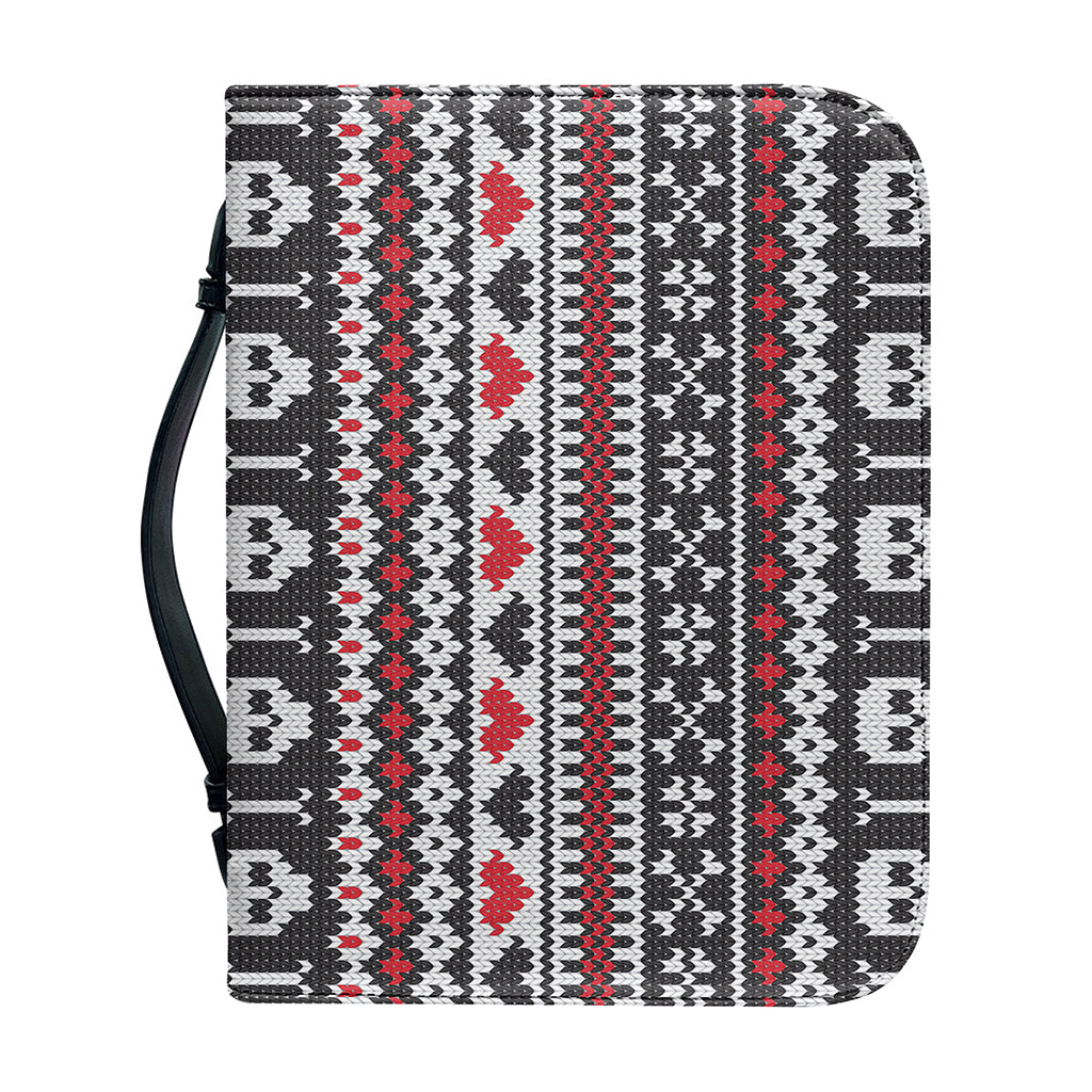 Skull Knitted Pattern Print Leather Bible Cover