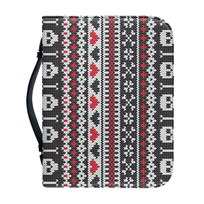 Skull Knitted Pattern Print Leather Bible Cover