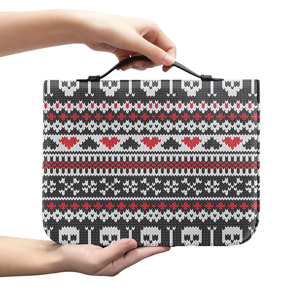 Skull Knitted Pattern Print Leather Bible Cover