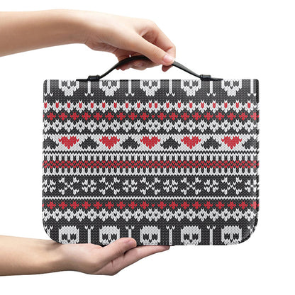 Skull Knitted Pattern Print Leather Bible Cover