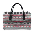 Skull Knitted Pattern Print Leather Duffel Bag