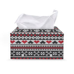 Skull Knitted Pattern Print Leather Tissue Box Cover