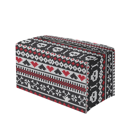 Skull Knitted Pattern Print Leather Tissue Box Cover