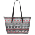 Skull Knitted Pattern Print Leather Tote Bag With Zipper