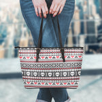 Skull Knitted Pattern Print Leather Tote Bag