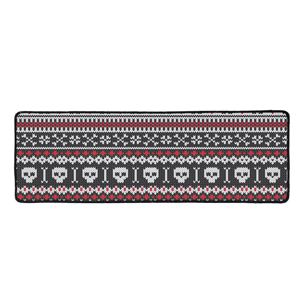 Skull Knitted Pattern Print Long Kitchen Mat