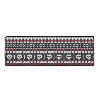 Skull Knitted Pattern Print Long Kitchen Mat