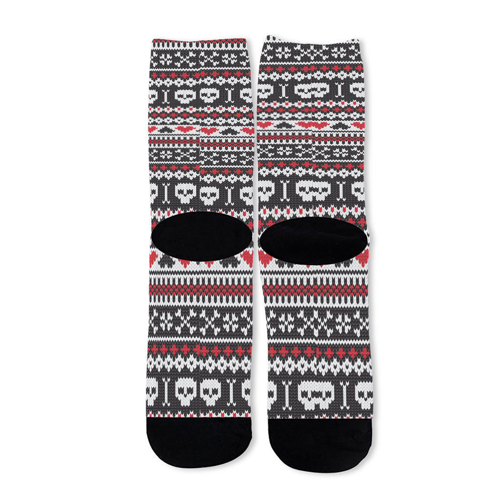 Skull Knitted Pattern Print Long Socks