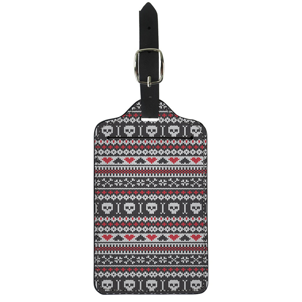 Skull Knitted Pattern Print Luggage Tag