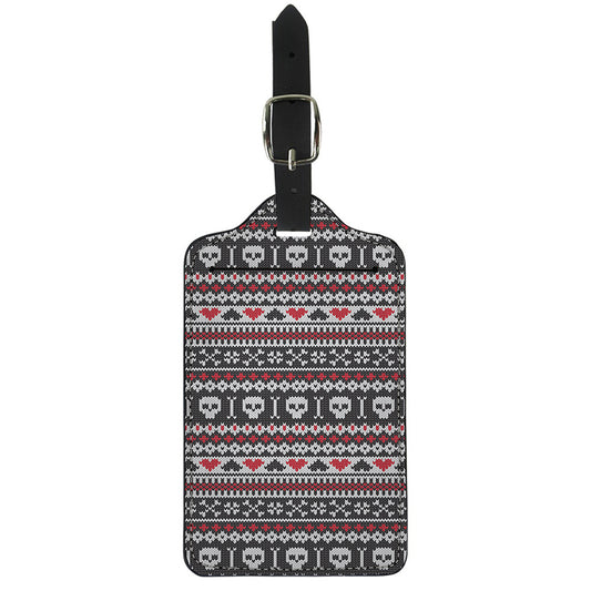 Skull Knitted Pattern Print Luggage Tag